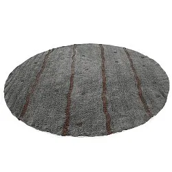 Rond vloerkleed - Leora Natural Cotton Shaggy (zwart/bruin)