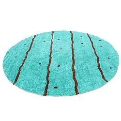 Rond vloerkleed - Leora Natural Cotton Shaggy (turkoois/bruin)