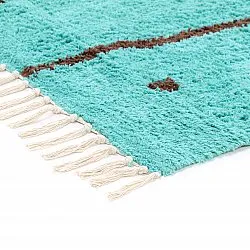 Hoogpolig vloerkleed - Leora Natural Cotton Shaggy (turkoois/bruin)