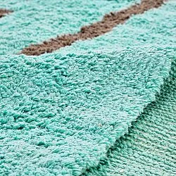 Rond vloerkleed - Leora Natural Cotton Shaggy (turkoois/bruin)