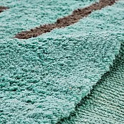 Hoogpolig vloerkleed - Leora Natural Cotton Shaggy (turkoois/bruin)