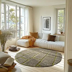 Ronde vloerkleden - Lindley Natural Cotton Shaggy (grijs/groen)