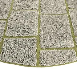 Ronde vloerkleden - Lindley Natural Cotton Shaggy (grijs/groen)