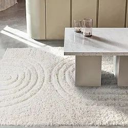 Hoogpolig vloerkleed - Lindos Natural Cotton Shaggy (wit)