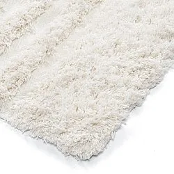 Hoogpolig vloerkleed - Lindos Natural Cotton Shaggy (wit)