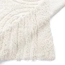 Hoogpolig vloerkleed - Lindos Natural Cotton Shaggy (wit)