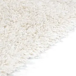 Hoogpolig vloerkleed - Lindos Natural Cotton Shaggy (wit)