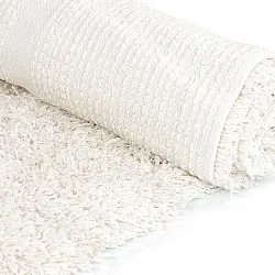 Hoogpolig vloerkleed - Lindos Natural Cotton Shaggy (wit)