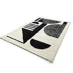 Hoogpolig vloerkleed - Maron (zwart/wit)