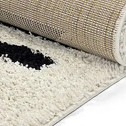 Hoogpolig vloerkleed - Maron (zwart/wit)