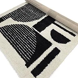 Hoogpolig vloerkleed - Maron (zwart/wit)