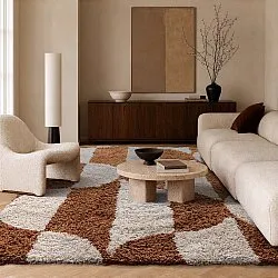 Hoogpolig vloerkleed - Kalymnos Natural Cotton Shaggy (off-white/oker)