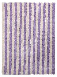 Hoogpolig vloerkleed - Thira Stripe Cotton Shaggy (room/licht paars)