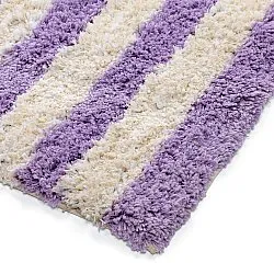 Hoogpolig vloerkleed - Thira Stripe Cotton Shaggy (room/licht paars)