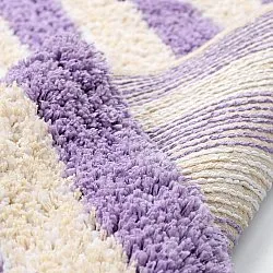 Hoogpolig vloerkleed - Thira Stripe Cotton Shaggy (room/licht paars)