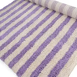 Hoogpolig vloerkleed - Thira Stripe Cotton Shaggy (room/licht paars)