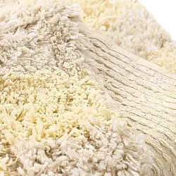 Hoogpolig vloerkleed - Methoni Check Cotton Shaggy (crème/lichtgeel)