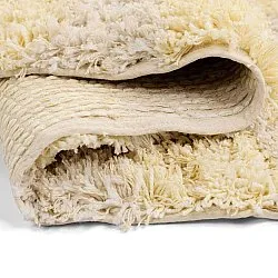 Hoogpolig vloerkleed - Methoni Check Cotton Shaggy (crème/lichtgeel)