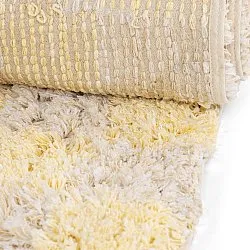 Hoogpolig vloerkleed - Methoni Check Cotton Shaggy (crème/lichtgeel)