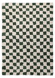 Hoogpolig vloerkleed - Methoni Check Cotton Shaggy (crème/groente)