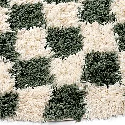 Rond vloerkleed - Methoni Check Cotton Shaggy (crème/groente)