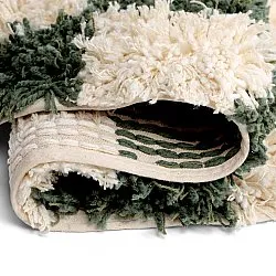 Rond vloerkleed - Methoni Check Cotton Shaggy (crème/groente)