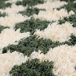 Rond vloerkleed - Methoni Check Cotton Shaggy (crème/groente)