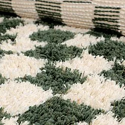 Rond vloerkleed - Methoni Check Cotton Shaggy (crème/groente)