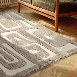 Hoogpolig vloerkleed - Palmyra (beige/wit)