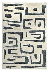 Hoogpolig vloerkleed - Palmyra (wit/marineblauw)