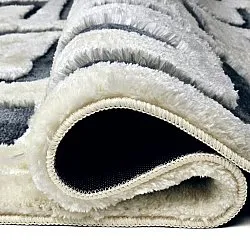 Hoogpolig vloerkleed - Palmyra (wit/marineblauw)