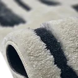 Hoogpolig vloerkleed - Palmyra (wit/marineblauw)