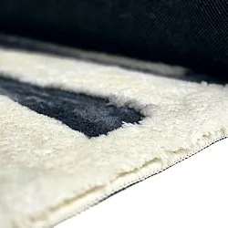 Hoogpolig vloerkleed - Palmyra (wit/marineblauw)