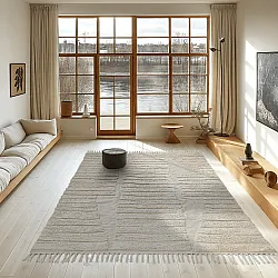 Hoogpolig vloerkleed - Rani Natural Cotton Shaggy (gebroken wit)