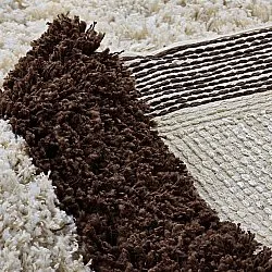 Hoogpolig vloerkleed - Sagres Natural Cotton Shaggy (off-white/bruin)
