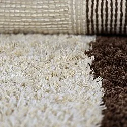 Hoogpolig vloerkleed - Sagres Natural Cotton Shaggy (off-white/bruin)