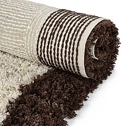 Hoogpolig vloerkleed - Sagres Natural Cotton Shaggy (off-white/bruin)