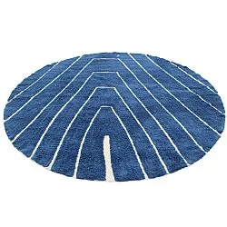 Rond vloerkleed - Sivia Natural Cotton Shaggy (blauw)