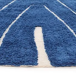 Rond vloerkleed - Sivia Natural Cotton Shaggy (blauw)