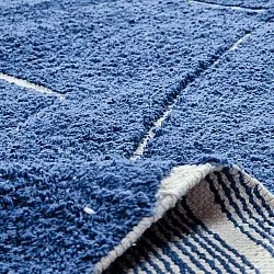 Hoogpolig vloerkleed - Sivia Natural Cotton Shaggy (blauw)