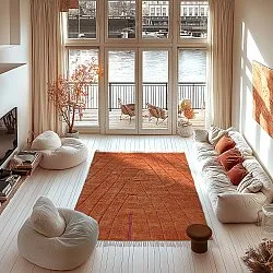 Hoogpolig vloerkleed - Sivia Natural Cotton Shaggy (rood/oranje)