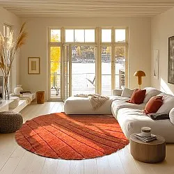 Rond vloerkleed - Sivia Natural Cotton Shaggy (rood/oranje)