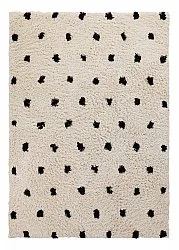 Hoogpolig vloerkleed - Soria Natural Cotton Shaggy (off-white/zwart)