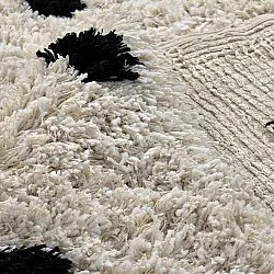 Hoogpolig vloerkleed - Soria Natural Cotton Shaggy (off-white/zwart)