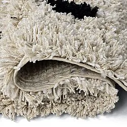 Hoogpolig vloerkleed - Soria Natural Cotton Shaggy (off-white/zwart)