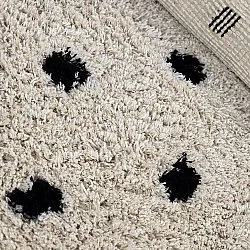 Hoogpolig vloerkleed - Soria Natural Cotton Shaggy (off-white/zwart)