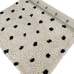 Hoogpolig vloerkleed - Soria Natural Cotton Shaggy (off-white/zwart)
