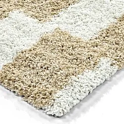 Hoogpolig vloerkleed - Tamri (beige/wit)