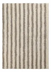 Hoogpolig vloerkleed - Thira Stripe Cotton Shaggy (crème/taupe)