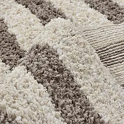 Hoogpolig vloerkleed - Thira Stripe Cotton Shaggy (crème/taupe)